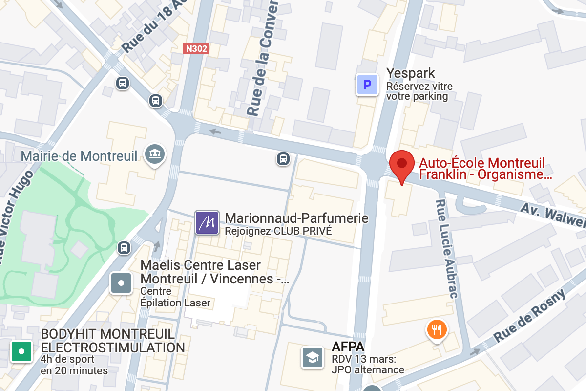Plan d'accès - Auto-école Mairie de Montreuil